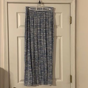 LOFT maxi length blue and white skirt